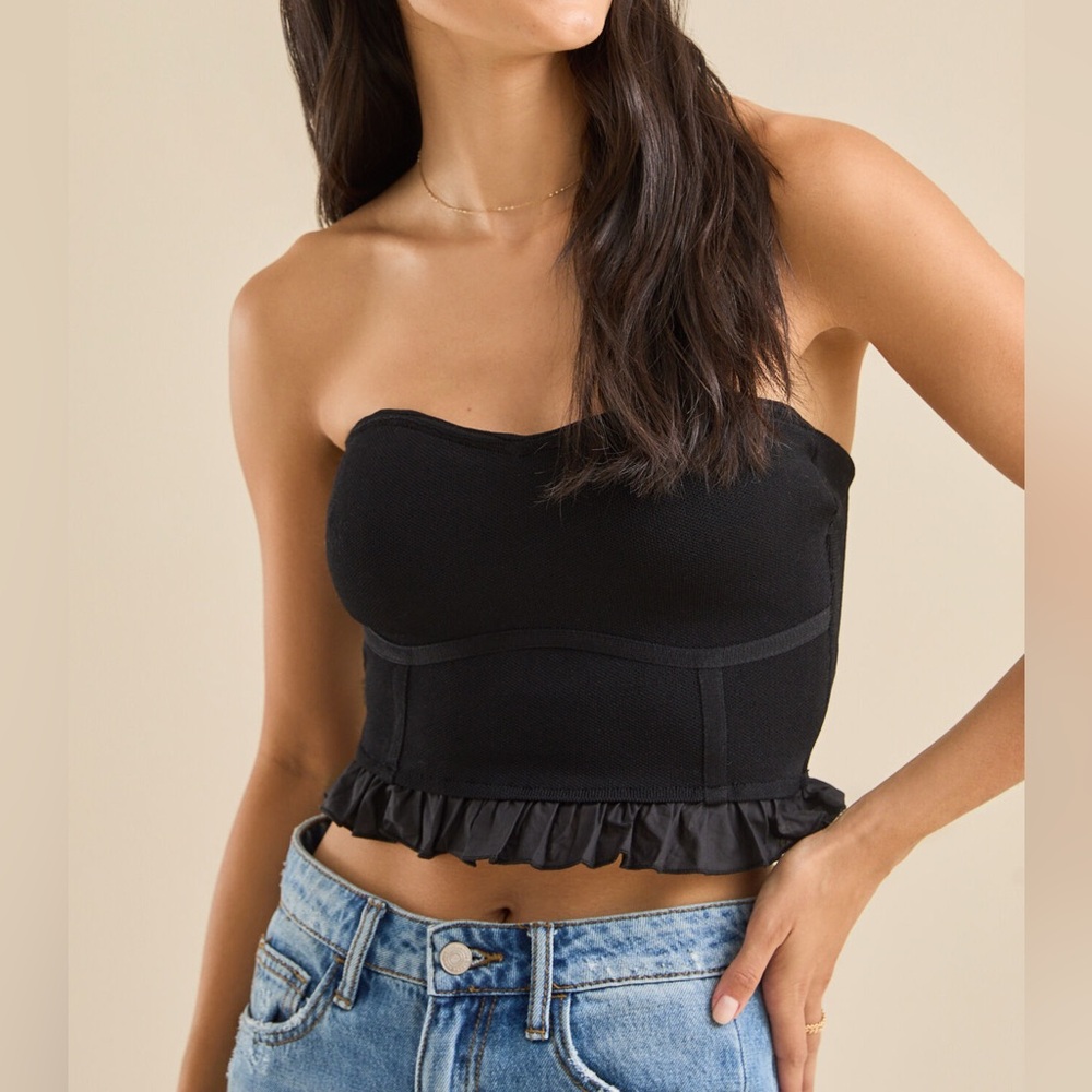 Altar'd State Black KITTY CORSET Top with side zipper